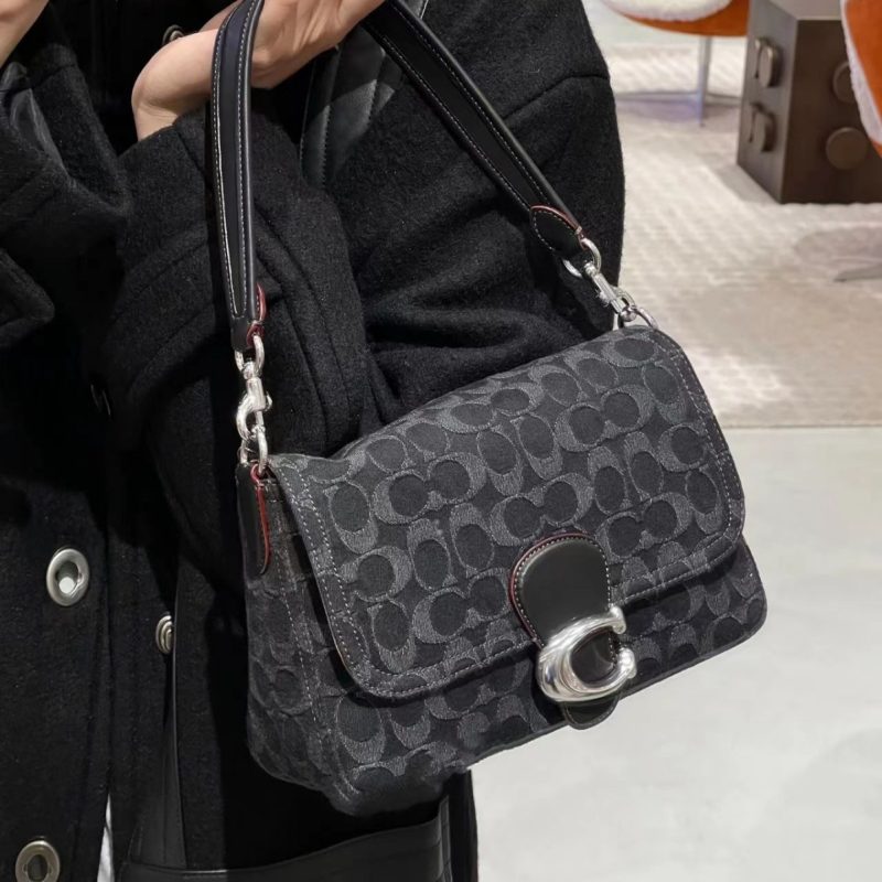 Pure Original 1-1 Women's Bag Retro Soft European Bag Fragrant Cloth Lei Daning Denim Shoulder Crossbody Small Square Bag