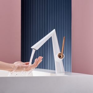 Creative Gunmetal Grey & White Hot/Cold Basin Mixer for Contemporary Interiors