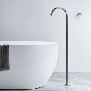 Modern Minimalist In-Wall Floor-Standing Solid Brass Bathtub Mixer Valve