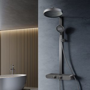 Luxury Concealed Rainfall Shower Set with Solid Brass Body and Extended Shelf