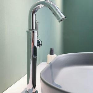 Modern High-Arc Stainless Steel Basin Faucet - Hot/Cold Mixer for Countertop Sinks